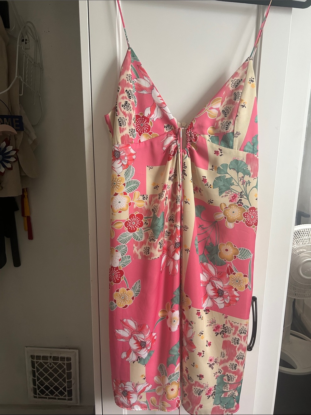 Zara Pink and Cream Floral Mini Dress